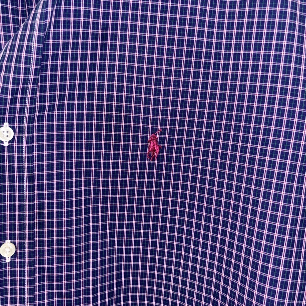 Vtg Polo Ralph Lauren Button Shirt Mens 17 36/37 Blue Yarmouth - Picture 3 of 7